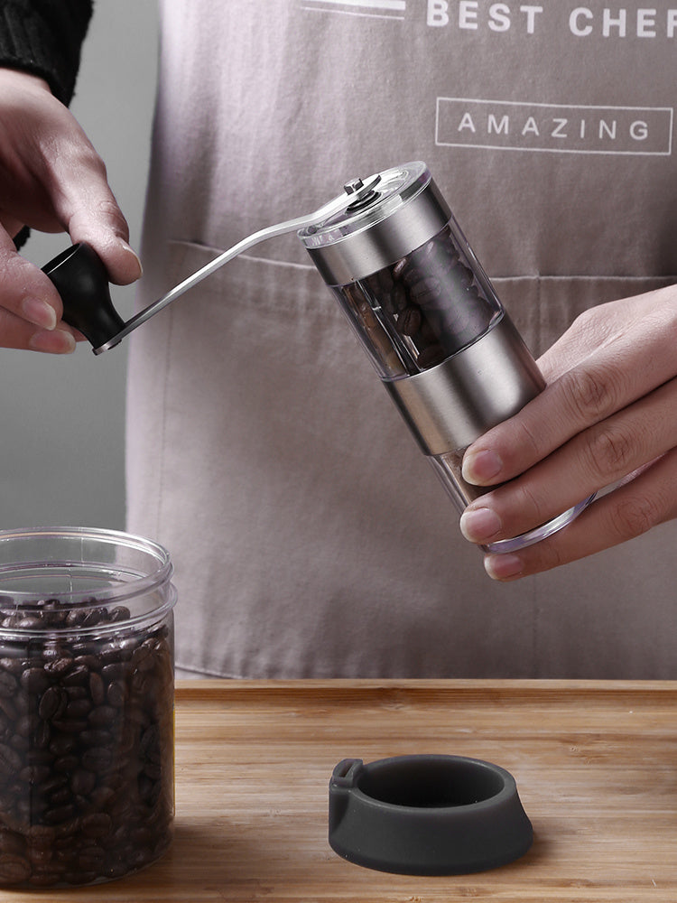 Handmühle Kaffeemühle Glas und Stahl