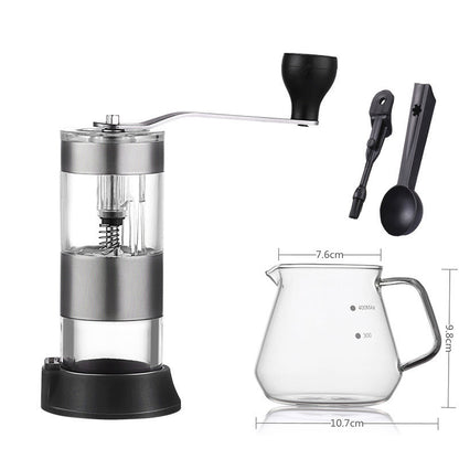 Handmühle Kaffeemühle Glas und Stahl