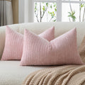 Lot de 2 housses de coussin en chenille rose 30 x 50 cm