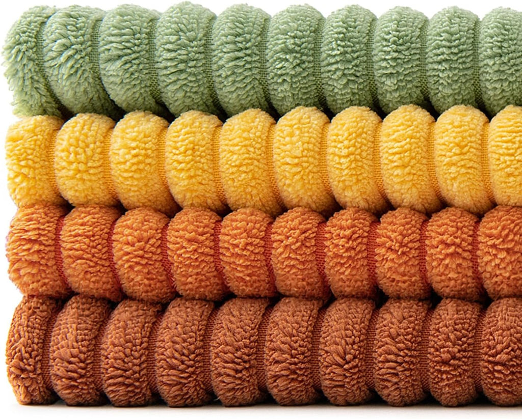 Lot de 4 housses de coussin en velours côtelé orange et vert 40 x 40 cm
