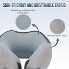 Coussin de voyage réglable à mémoire de forme en soie glacée gris